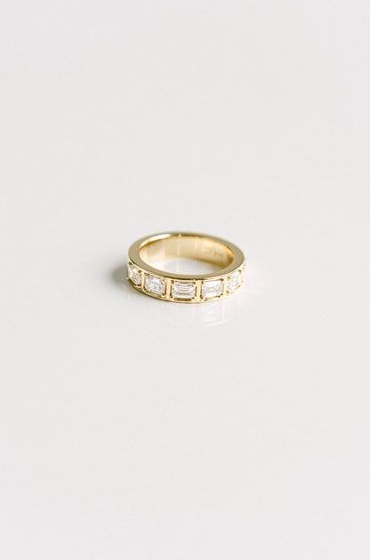 1.50 TCW Emerald Half Eternity Lab Grown Diamond Wedding Band