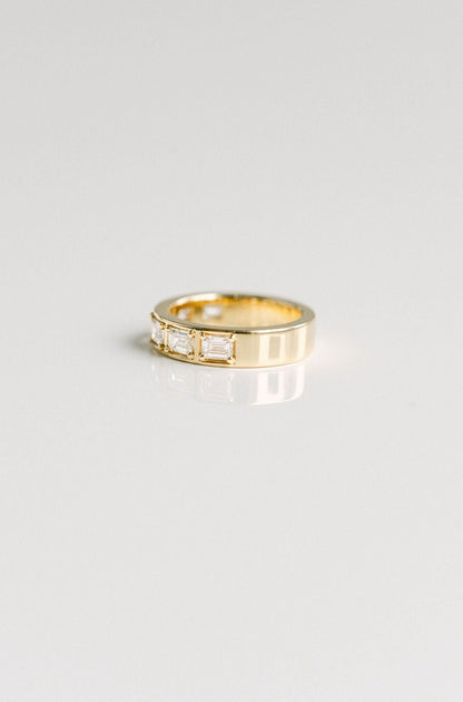 1.50 TCW Emerald Half Eternity Lab Grown Diamond Wedding Band