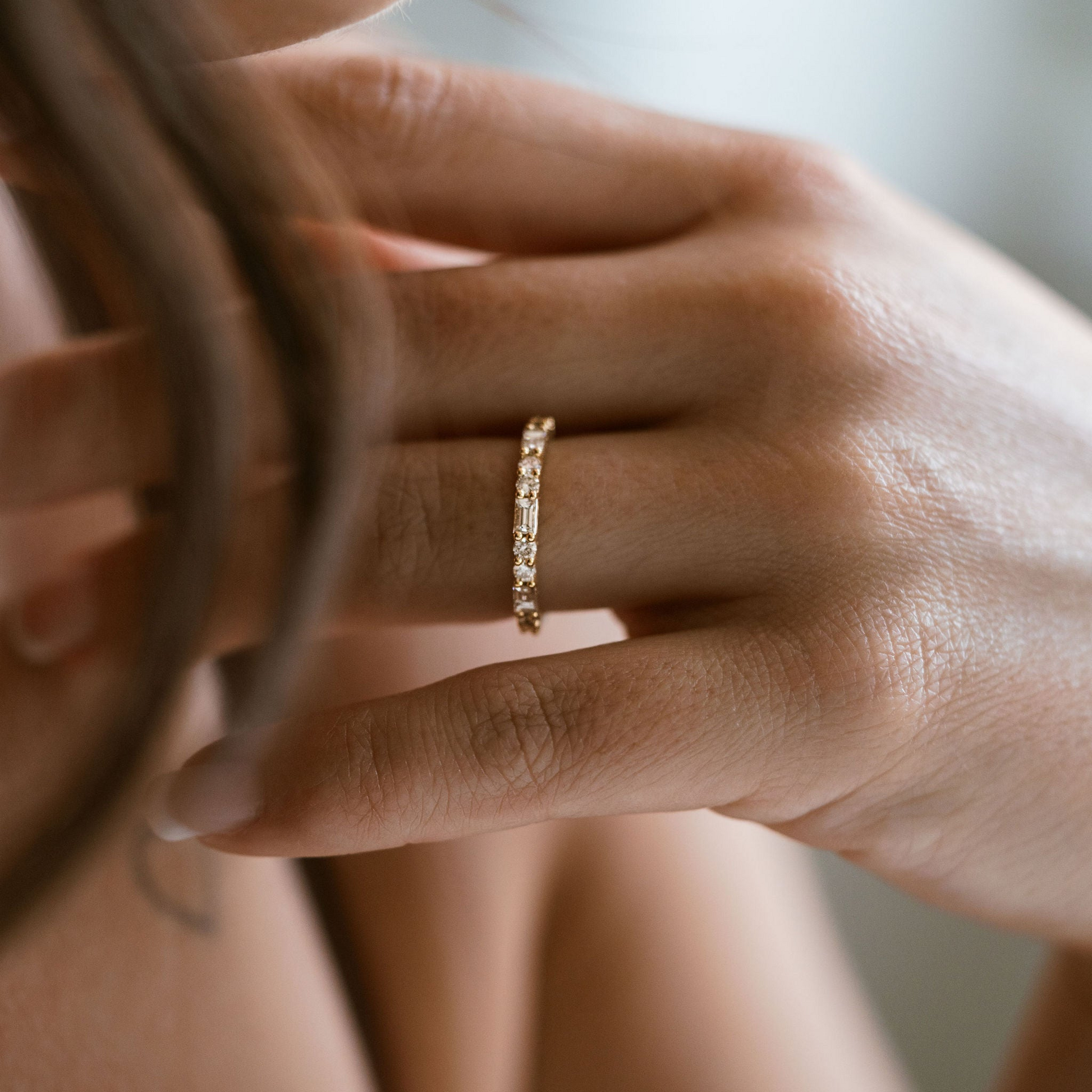 0.15 TCW Round Milgrain Lab Grown Diamond Wedding Band