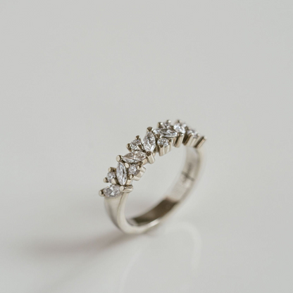 1.00 TCW Marquise & Round Half Eternity Lab Grown Diamond Wedding Band