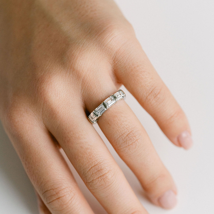2.00 TCW Emerald Half Eternity Lab Grown Diamond Wedding Band