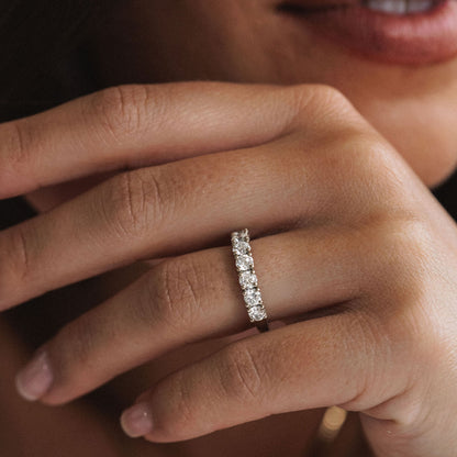 1.50 TCW Round Half Eternity Lab Grown Diamond Wedding Band