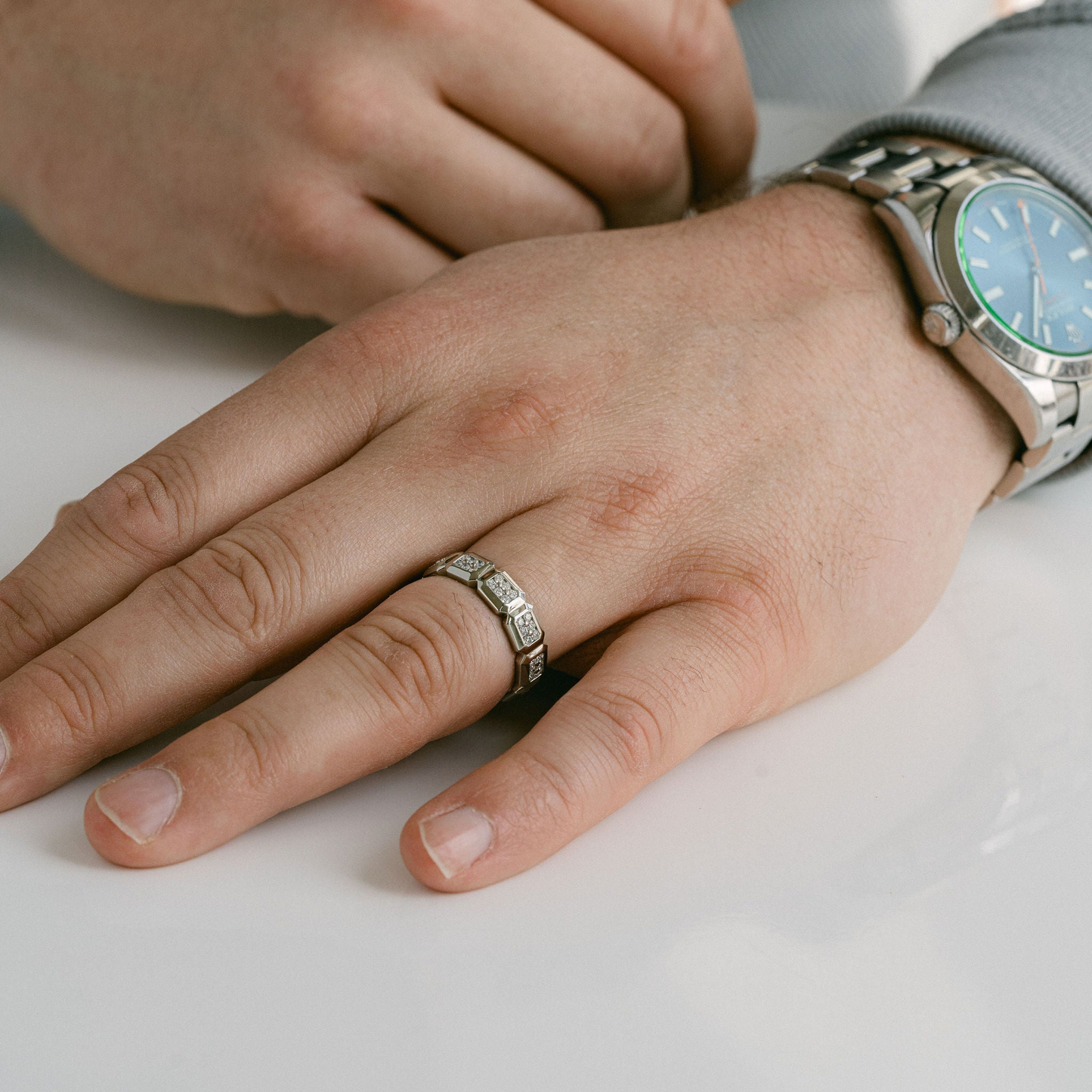 0.15 TCW Round Milgrain Lab Grown Diamond Wedding Band
