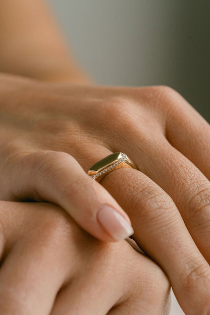 0.50 TCW Halo Signet Lab Grown Diamond Wedding Band