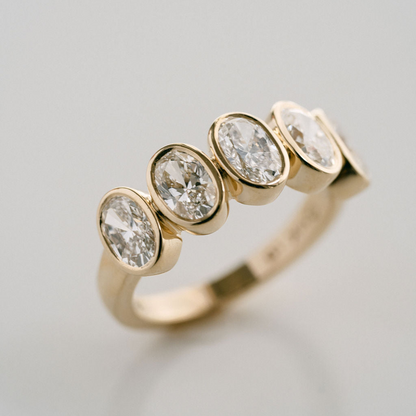 2.11 TCW Oval Bezel Lab Grown Diamond Wedding Band