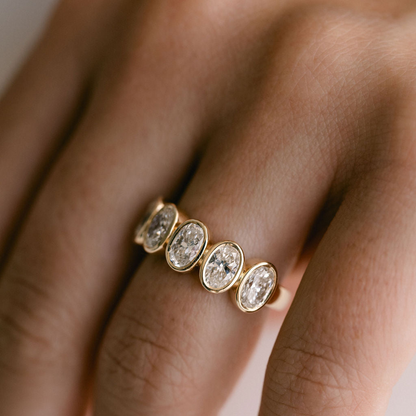2.11 TCW Oval Bezel Lab Grown Diamond Wedding Band