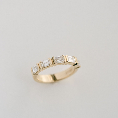 1.37 TCW Emerald Bezel Lab Grown Diamond Wedding Band