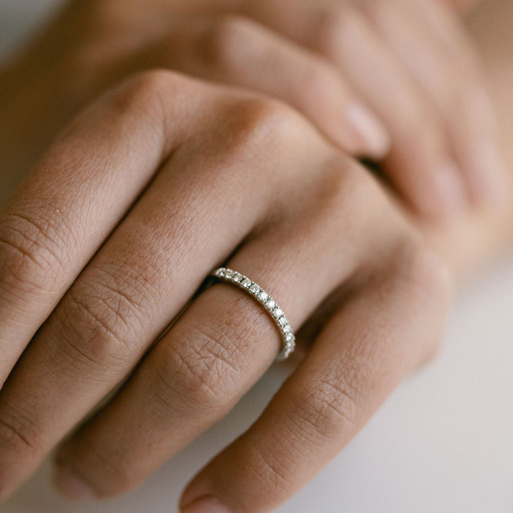 0.15 TCW Round Milgrain Lab Grown Diamond Wedding Band