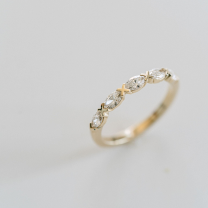 0.50 TCW Marquise Half Eternity Lab Grown Diamond Wedding Band