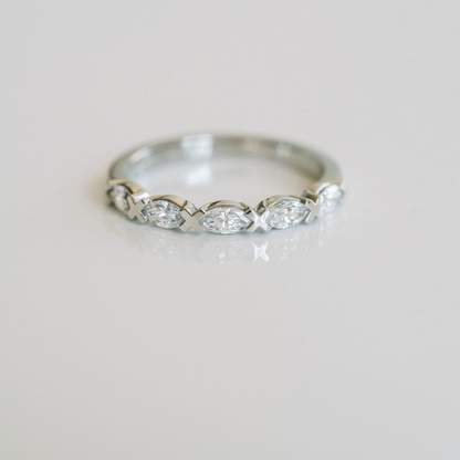 0.50 TCW Marquise Half Eternity Lab Grown Diamond Wedding Band