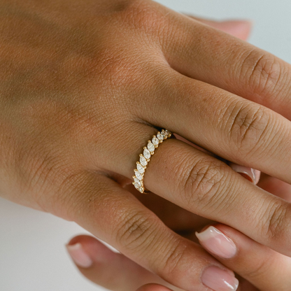 0.65 TCW Marquise Half Eternity Lab Grown Diamond Wedding Band