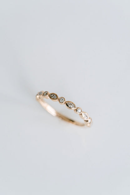 0.50 TCW Round & Marquise Bezel Lab Grown Diamond Wedding Band