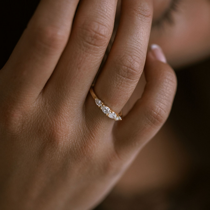 0.50 TCW Pear Half Eternity Lab Grown Diamond Wedding Band
