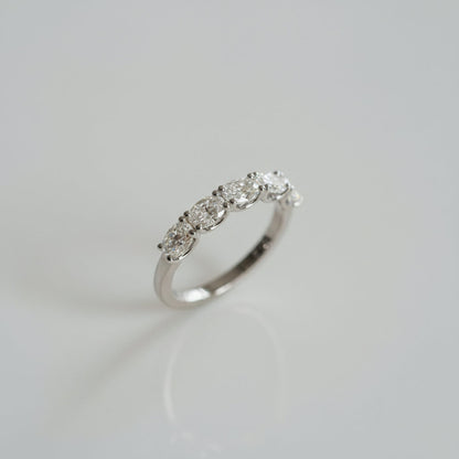 1.25 TCW Oval Half Eternity Lab Grown Diamond Wedding Band