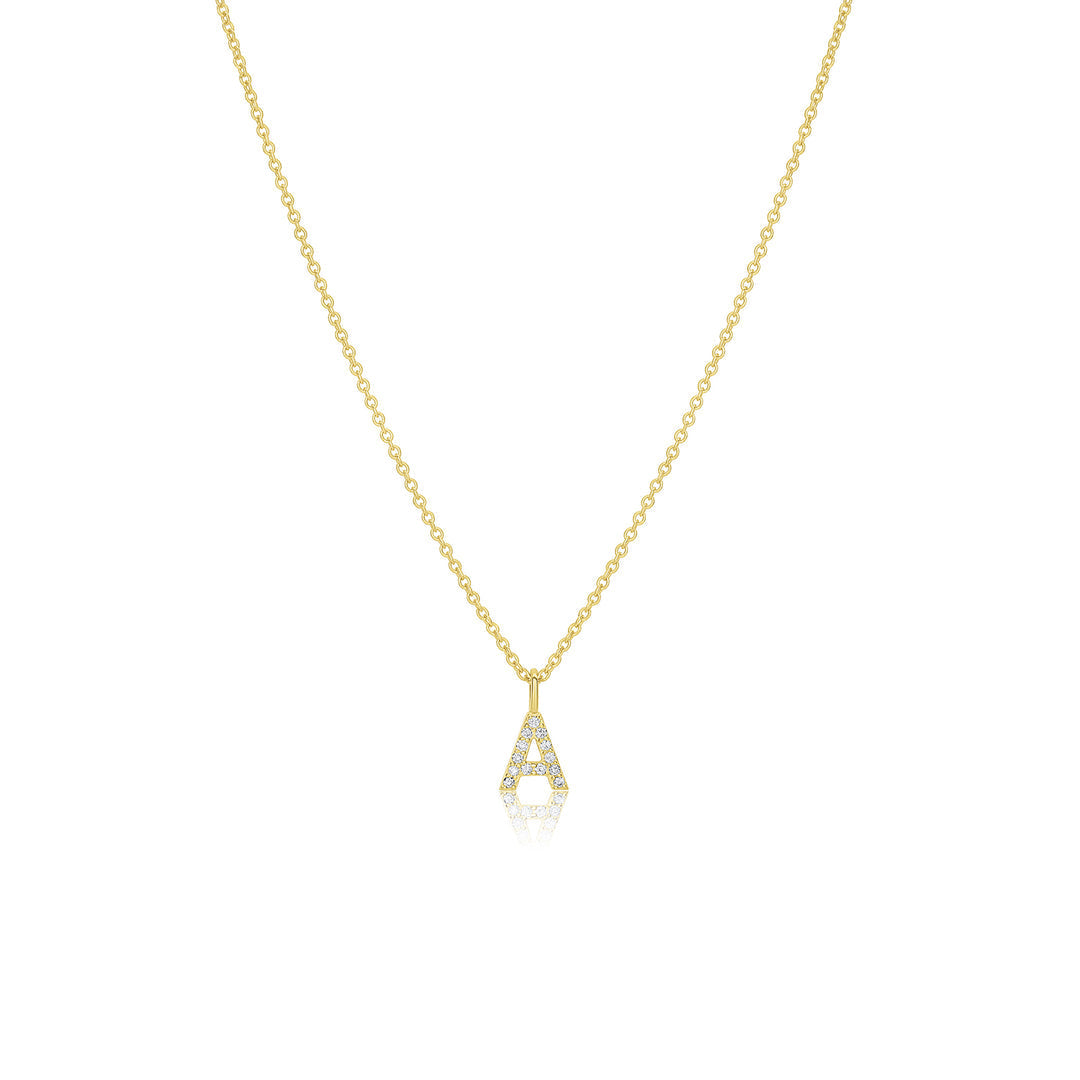 0.08 TCW Round Lab Grown Diamond Initial Pendant Necklace