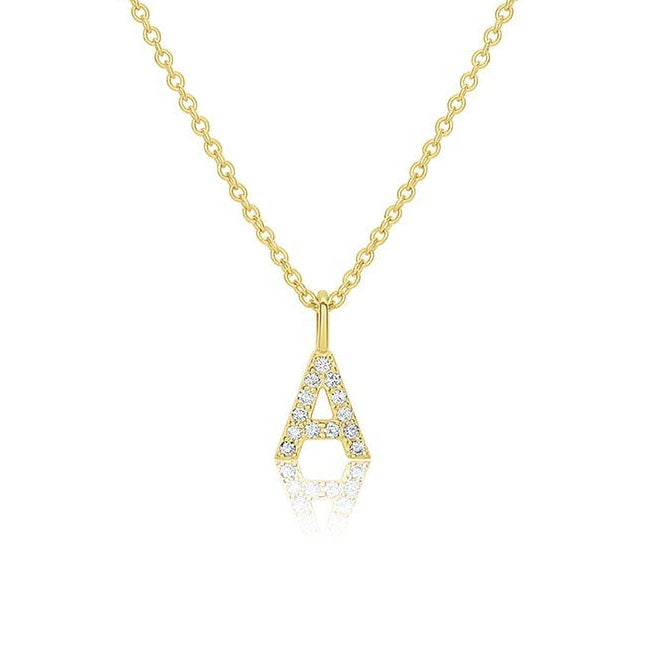 0.08 TCW Round Lab Grown Diamond Initial Pendant Necklace