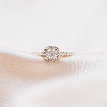 0.50 CT Cushion Halo & Pave Lab Grown Diamond Engagement Ring