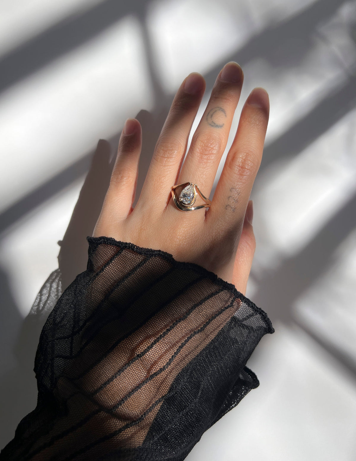 1.25 CT Pear Shaped Lab Grown Diamond Unique Style Engagement Ring
