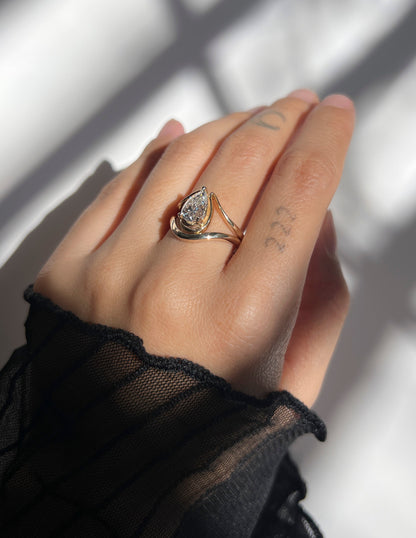 1.25 CT Pear Shaped Lab Grown Diamond Unique Style Engagement Ring