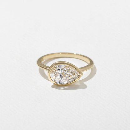 1.64 CT Pear East-West Bezel Solitaire Lab Grown Diamond Engagement Ring