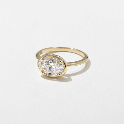 1.81 CT Oval East-West Bezel Solitaire Lab Grown Diamond Engagement Ring