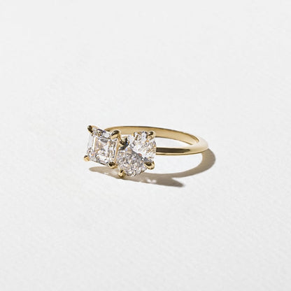 2.30 CT Oval & Asscher Toi et Moi Lab Grown Diamond Engagement Ring