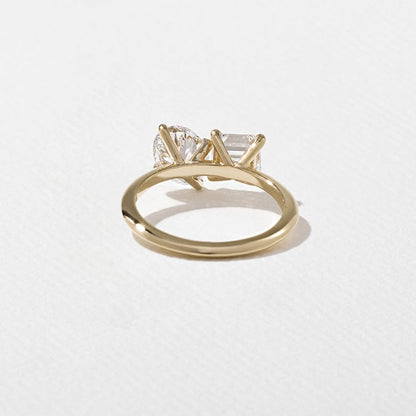 2.30 CT Oval & Asscher Toi et Moi Lab Grown Diamond Engagement Ring