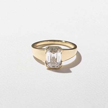 2.09 CT Emerald Cut Bezel Lab Grown Diamond Engagement Ring
