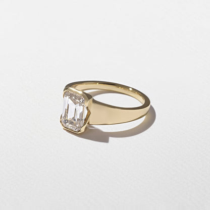 2.09 CT Emerald Cut Bezel Lab Grown Diamond Engagement Ring