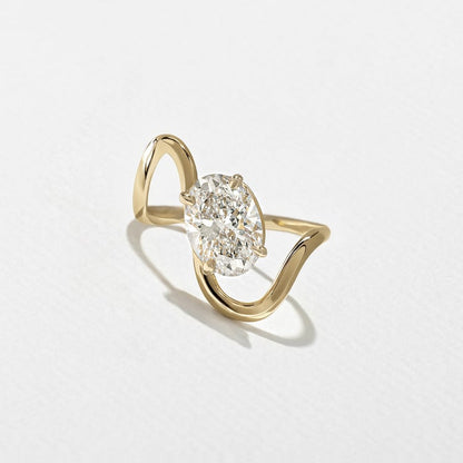 1.75 CT Oval Swirl Lab Grown Diamond Engagement Ring