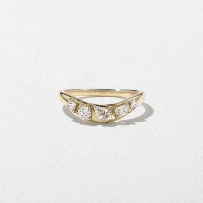 0.40 TCW Multi Shape Curved Lab Grown Diamond Wedding Band