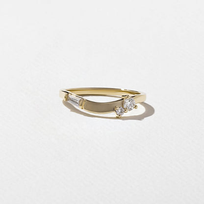 0.23 TCW Round & Baguette Curved Lab Grown Diamond Wedding Band