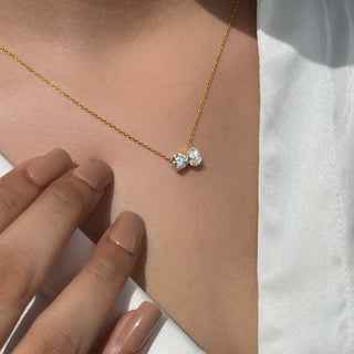 2.0 TCW Pear & Round Lab Grown Diamond Two Stone Necklace
