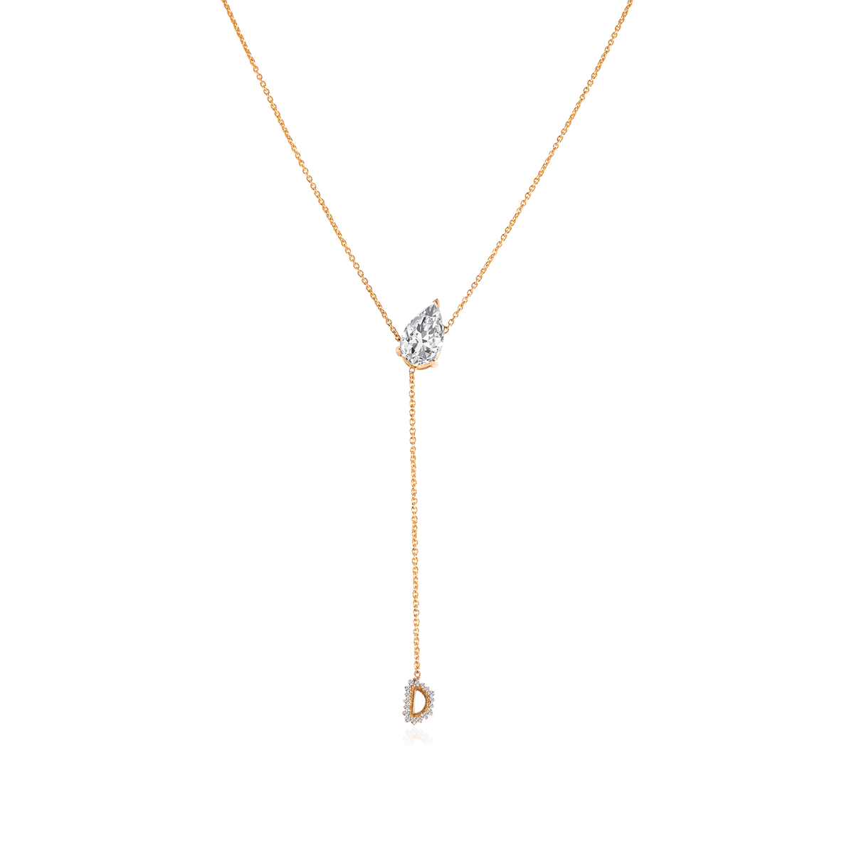 2.1 TCW Pear Lab Grown Diamond Chain Necklace with Center Stone