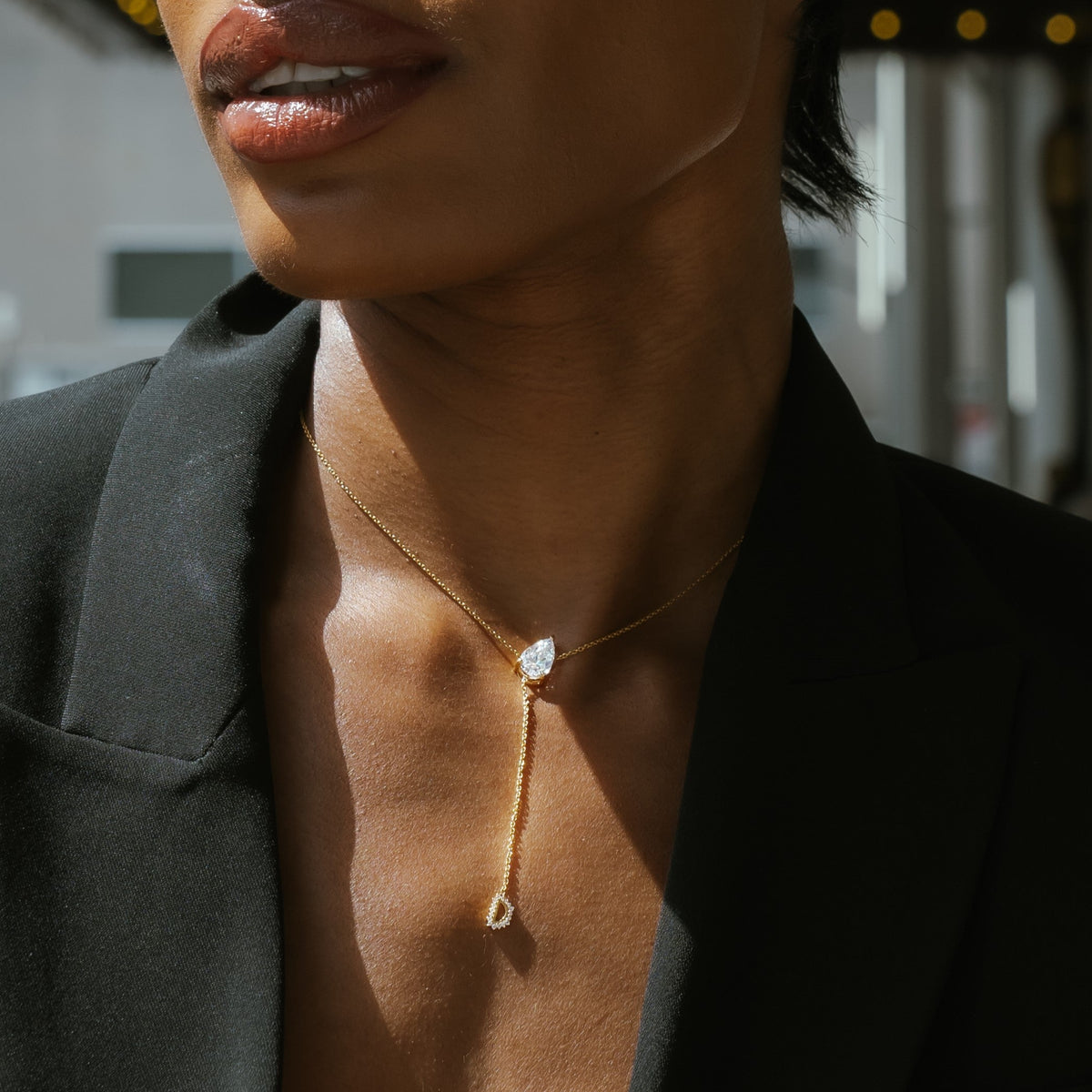 2.1 TCW Pear Lab Grown Diamond Chain Necklace with Center Stone