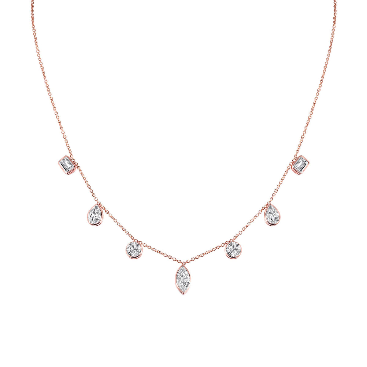3 CT Emerald-Pear-Round-Marquise Lab Grown Diamond Multiple Center Stones Necklace