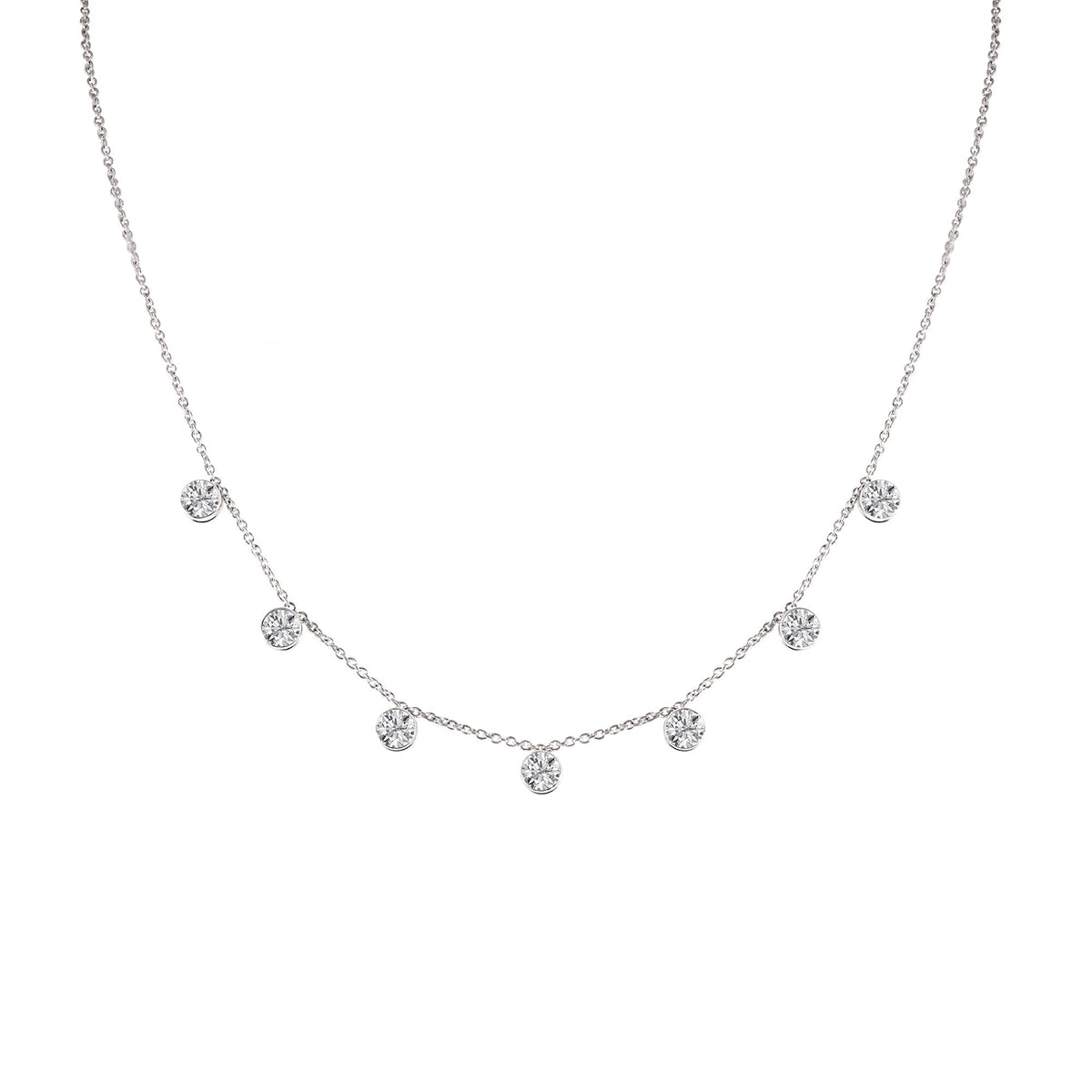 1 CT Round Lab Grown Diamond Round Multiple Center Stones Necklace