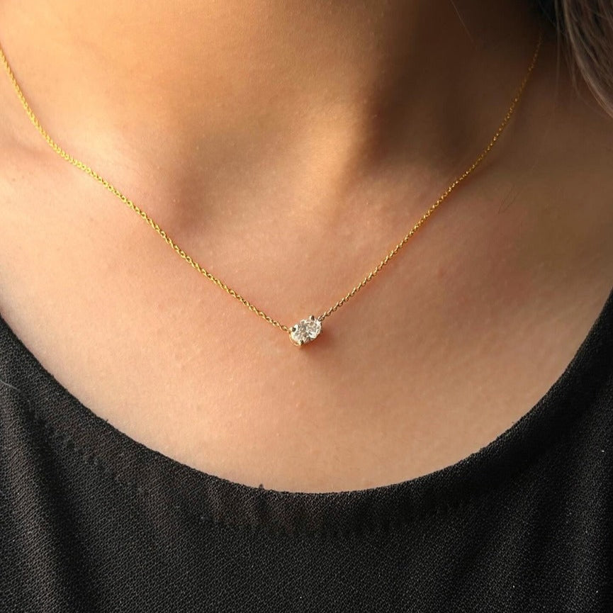 1 CT Oval Lab Grown Diamond Solitaire Necklace