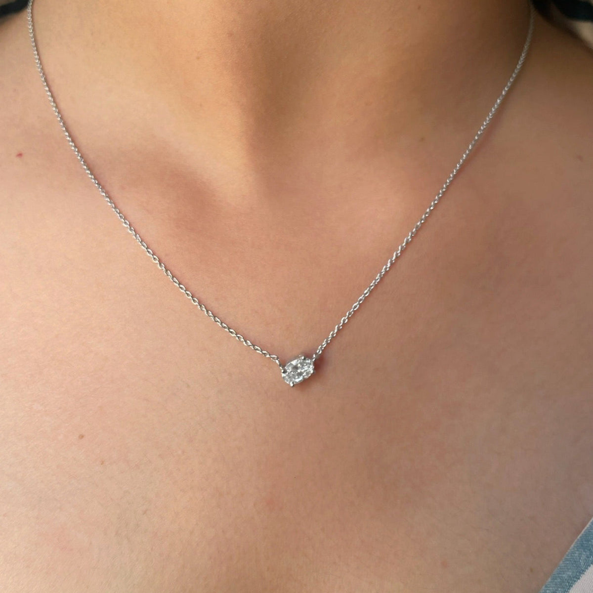 1 CT Oval Lab Grown Diamond Solitaire Necklace