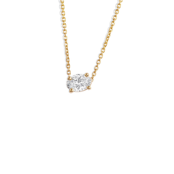 1 CT Oval Lab Grown Diamond Solitaire Necklace