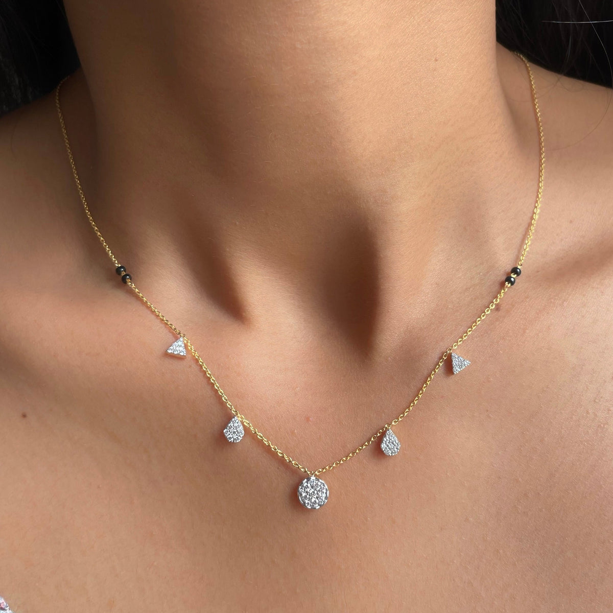 0.6 CT Round Lab Grown Diamond Multiple Stone Necklace