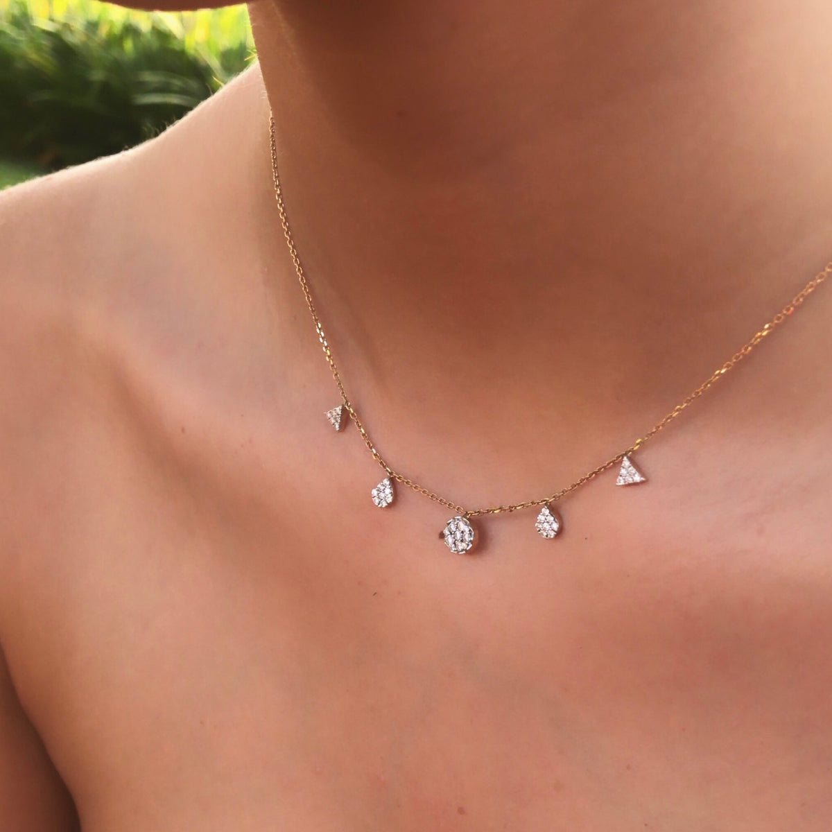 0.6 CT Round Lab Grown Diamond Multiple Stone Necklace