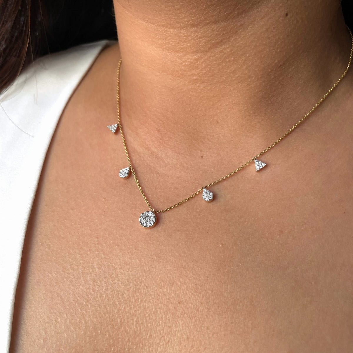 0.6 CT Round Lab Grown Diamond Multiple Stone Necklace