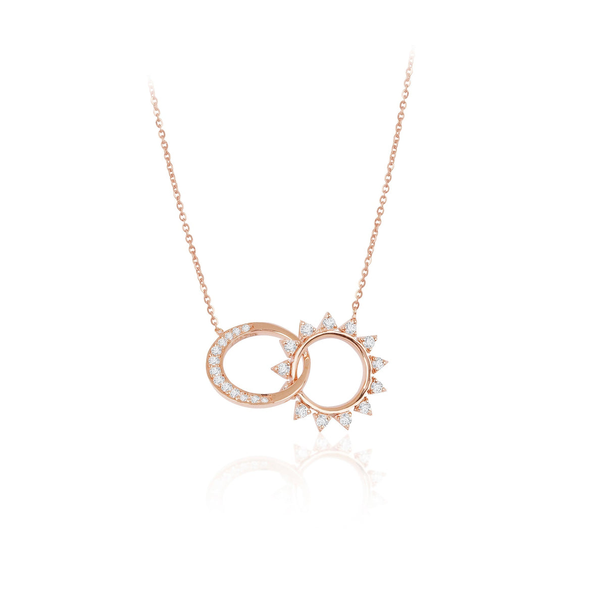 0.5 TCW Round Lab Grown Diamond Sun-Moon Pendant Necklace