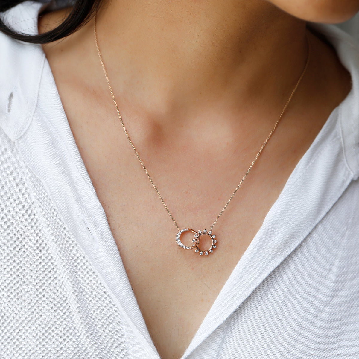0.5 TCW Round Lab Grown Diamond Sun-Moon Pendant Necklace