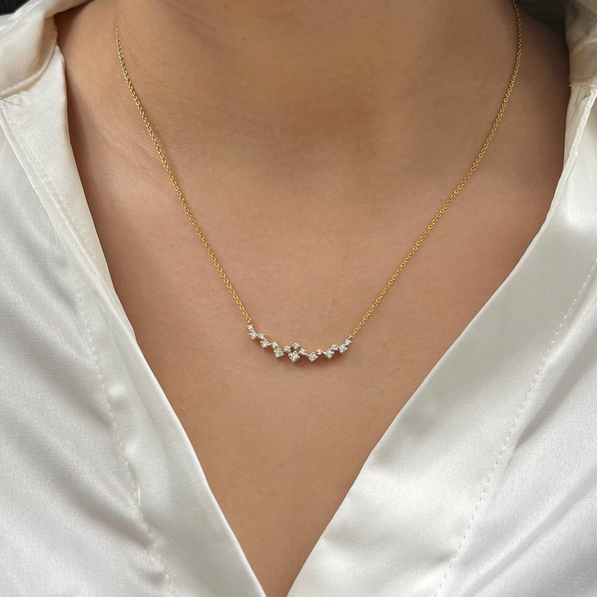 0.3 TCW Round Lab Grown Diamond Multiple Stone Necklace