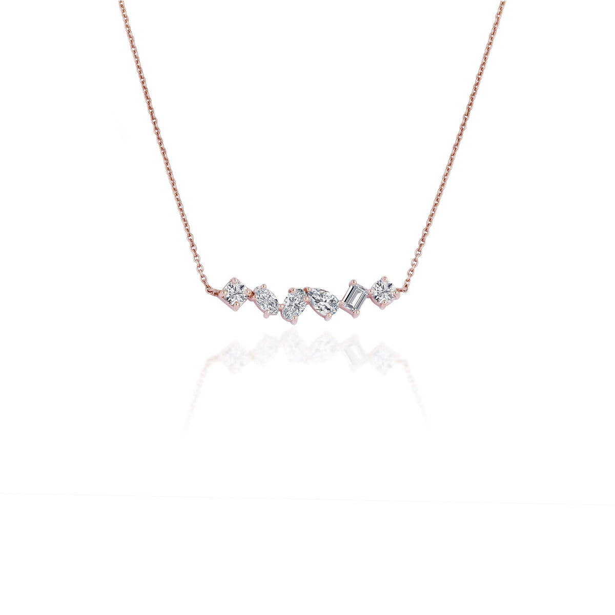 1.5 TCW Round-Emerald-Pear-Round-Oval Lab Grown Diamond Muliple Stones Necklace