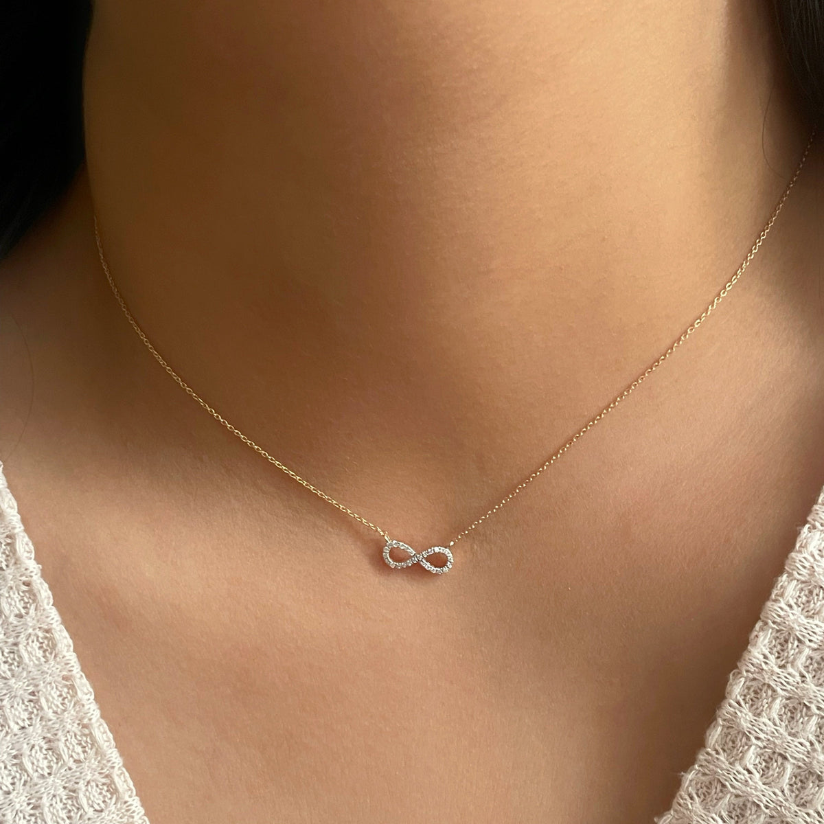 0.5 TCW Round Lab Grown Diamond Infinity Necklace