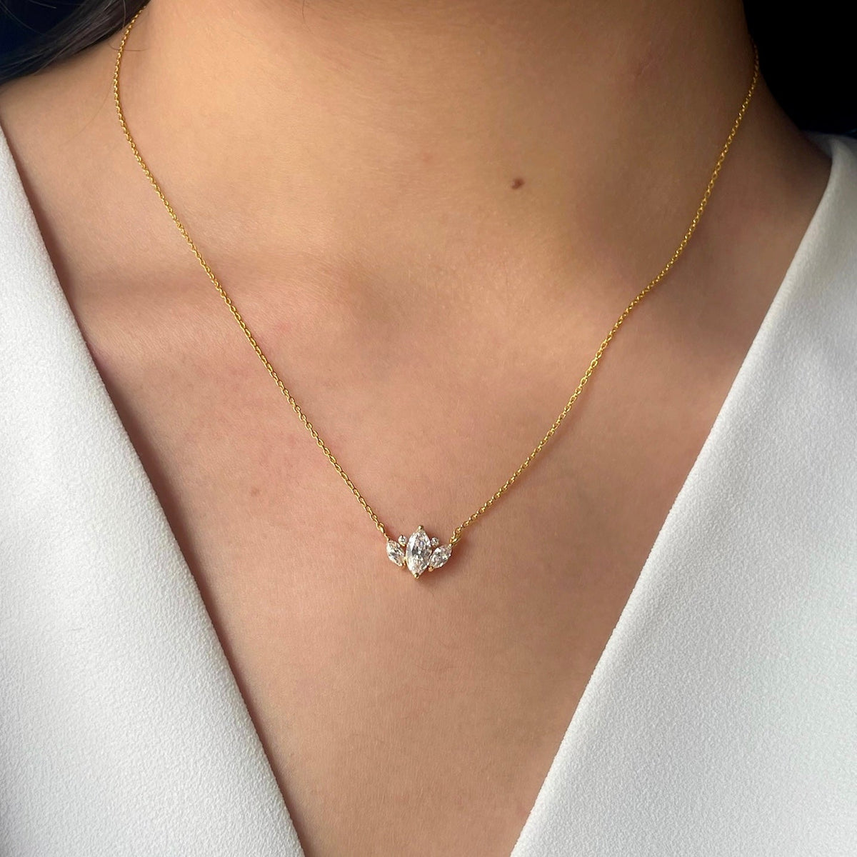 1.5 TCW Marquise Lab Grown Diamond Multi Stone Necklace