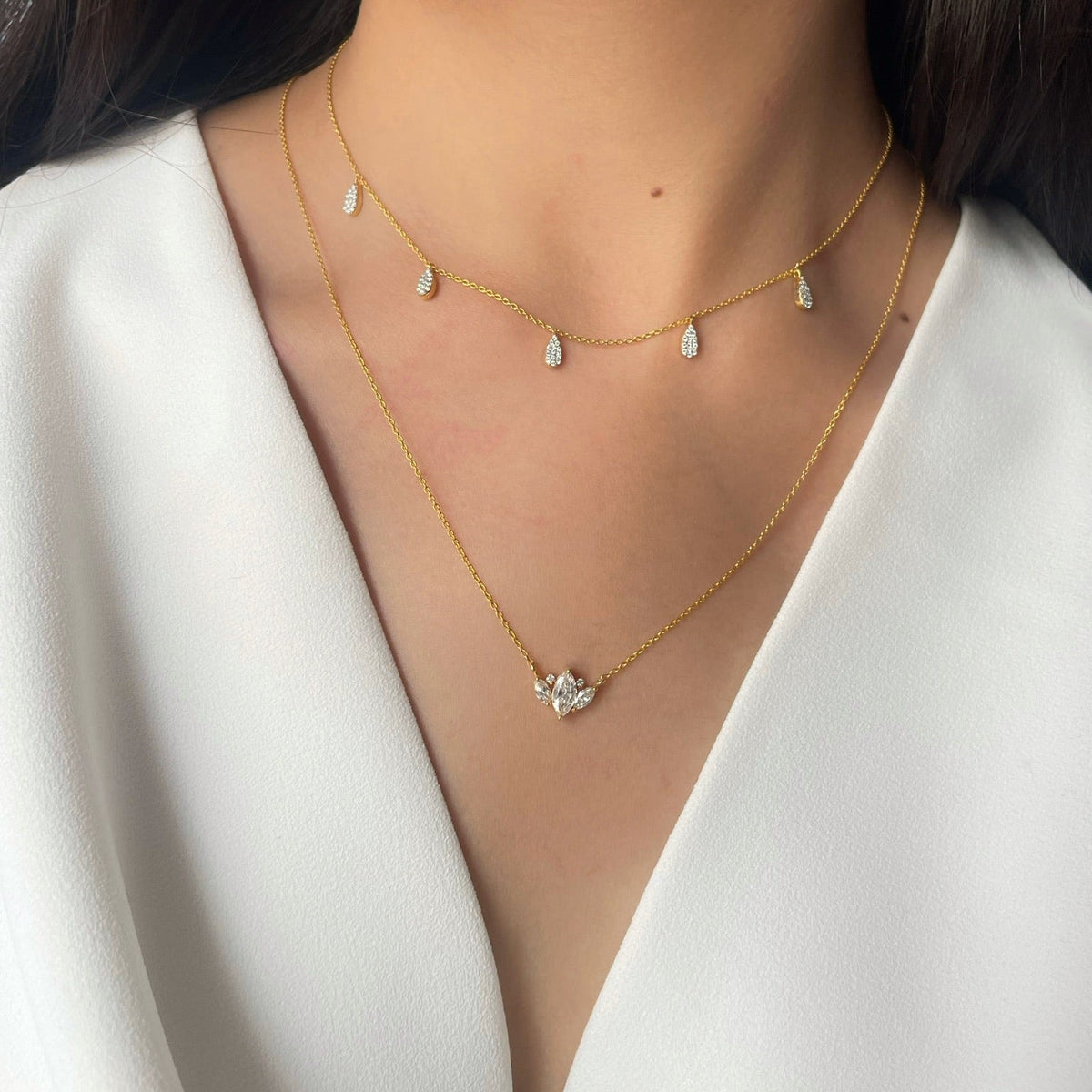 1.5 TCW Marquise Lab Grown Diamond Multi Stone Necklace